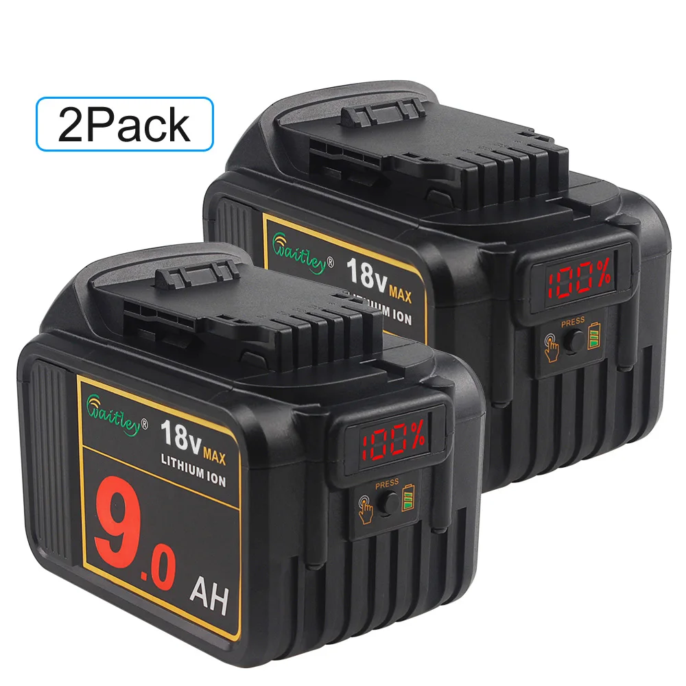 Waitley комплект из 2 предметов 18V 9.0Ah сменный литий-ионный аккумулятор для Dewalt XR Li-Ion електричюеского инструмента и 20-Вольт макс инструменты 9000 мА/ч
