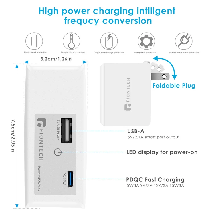 Новые продукты Usb зарядный кабель с разъемом типа C светодиодные полосы освещения мощностью 45 Вт настенное зарядное устройство один Power Delivery 3 0 & 5V/2.1A портов USB
