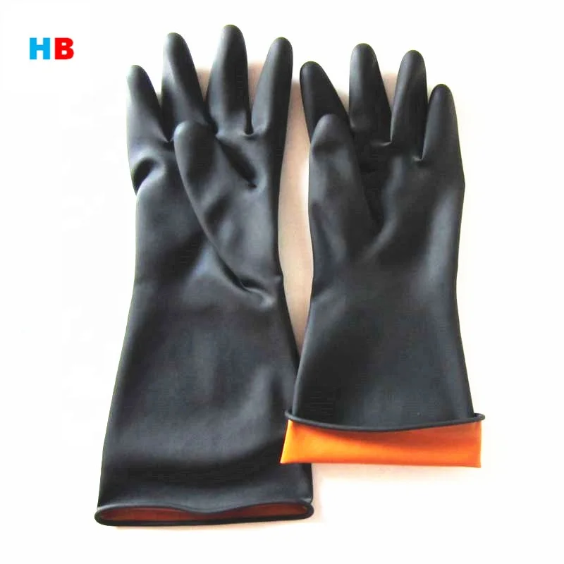 150g extra long cuff  thick work glove wholesale natural latex acid and alkali long sleeve industrial rubber hand latex glove