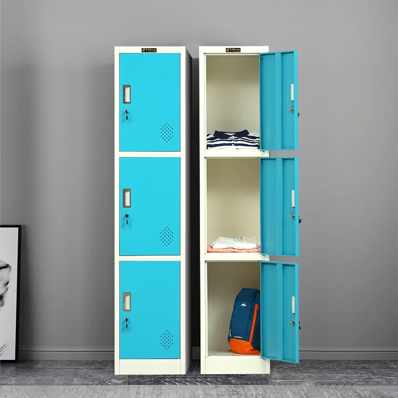 For School Business Gym Locker Wall storage Key lock 3 door cabinets garage storage locker