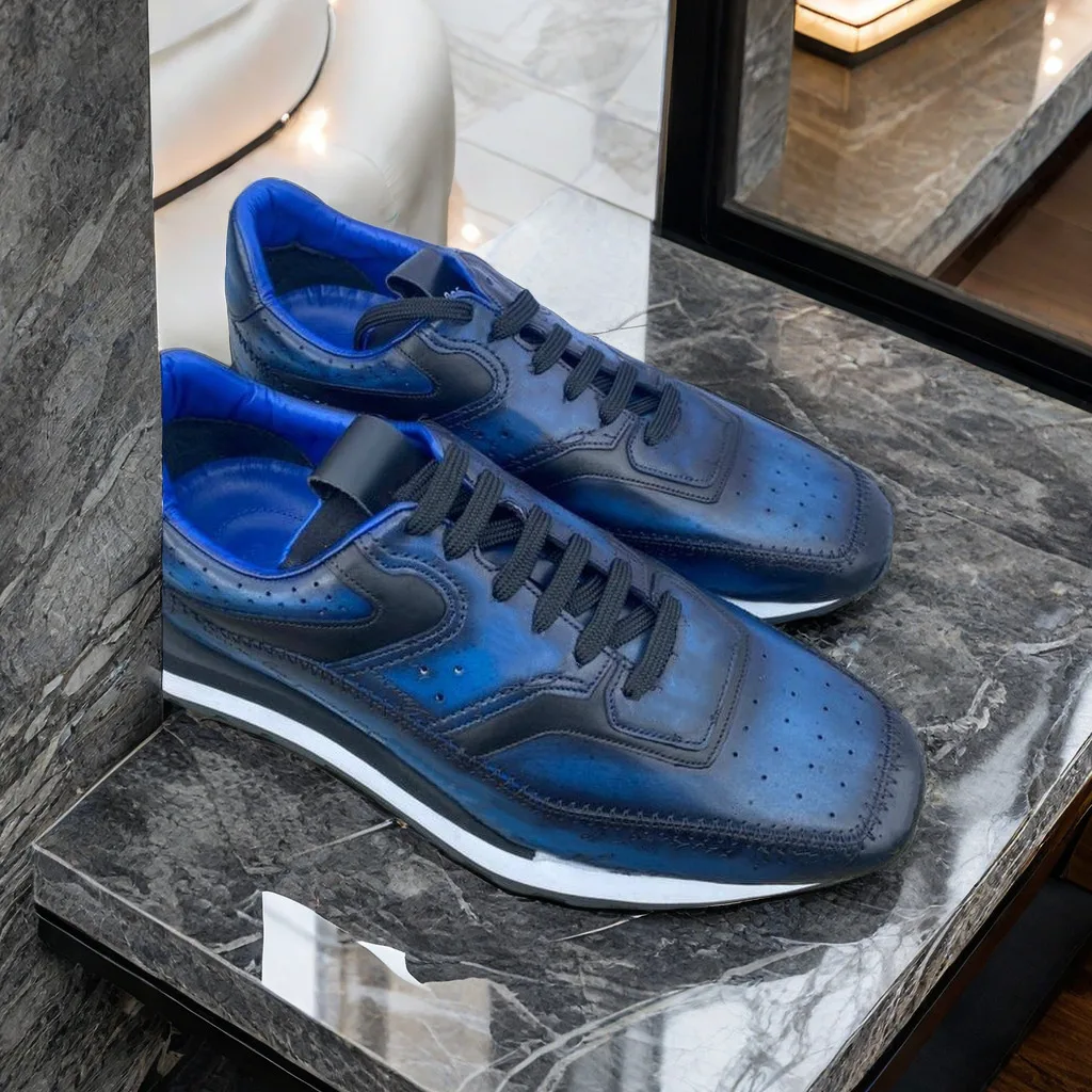 Plus size Man s raw cowhide Genuine leather Men Sneakers Sport Shoes luxury top trainers sneaker factory