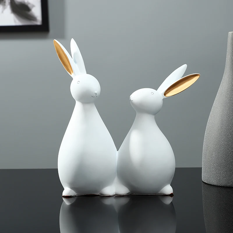 
Миниатюрная скульптура высокого качества с новым дизайном и креативным домашним декором, индивидуальный кролик из смолы 
