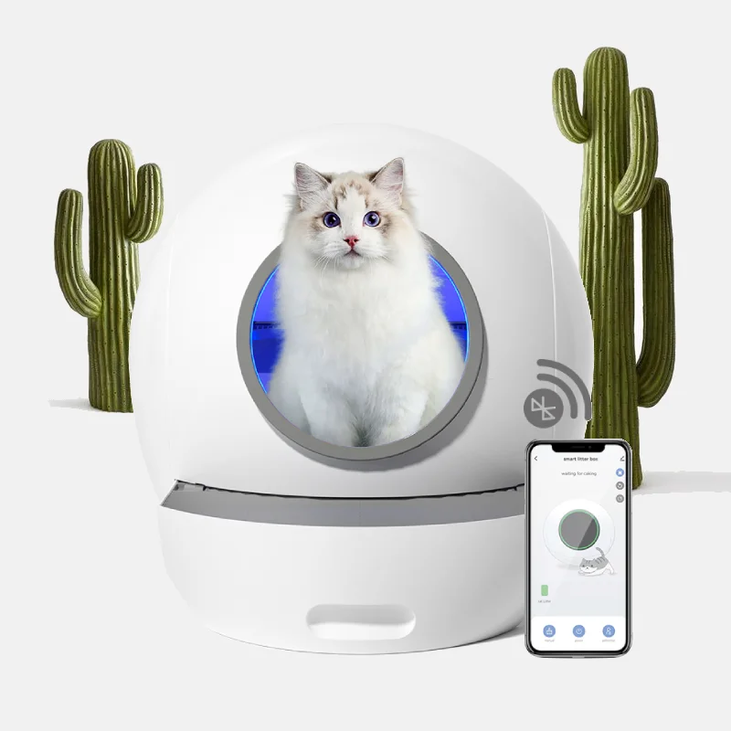 Anti-Pinch Electric Safety Door Automatic Litter Tray with APP Control Smart Kitten Litter Box Self Cleaning Cat Litter Tray