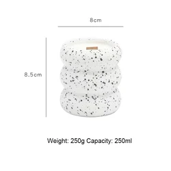 250ml 8oz Wholesale Custom Empty Nordic Modern Matte White Marble Donut Circle Tire Design Ceramic Candle Jar Vessel