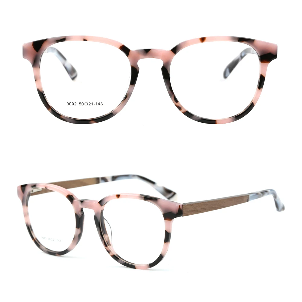 9002 latest women men oval optical acetate wooden spectacles