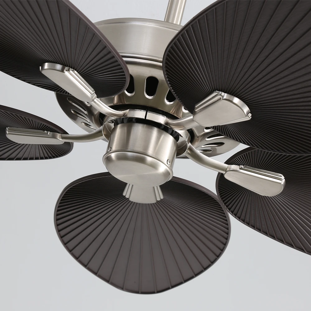 Tropical Ceiling Fan Palm Leaf Rattan Outdoor Decorative Ceiling Fan With Remote Control