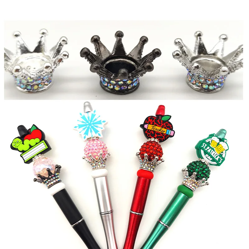 Hot Selling Big Crown Spacer Beads 30mm Silver Gold Black Color Crown Beads For Beaded Pen Making