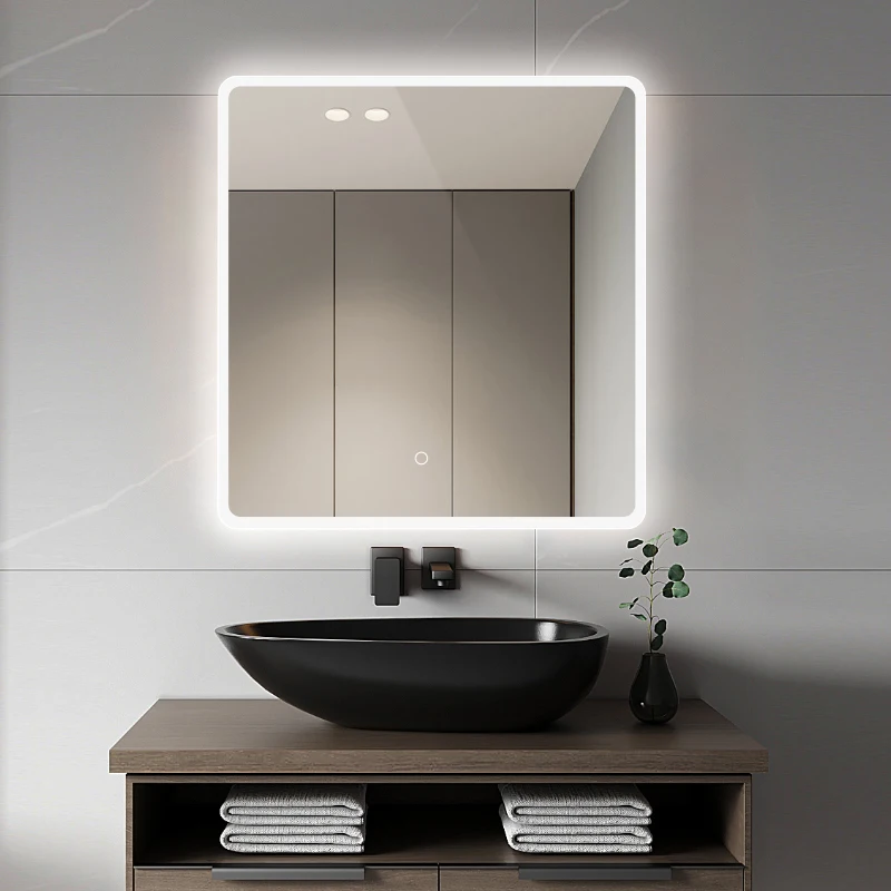 CORELEAD M3041 60*70cm Rectangle Modern Design Smart LED Mirror with Plastic Frame One Touch Screen for Bathroom Use