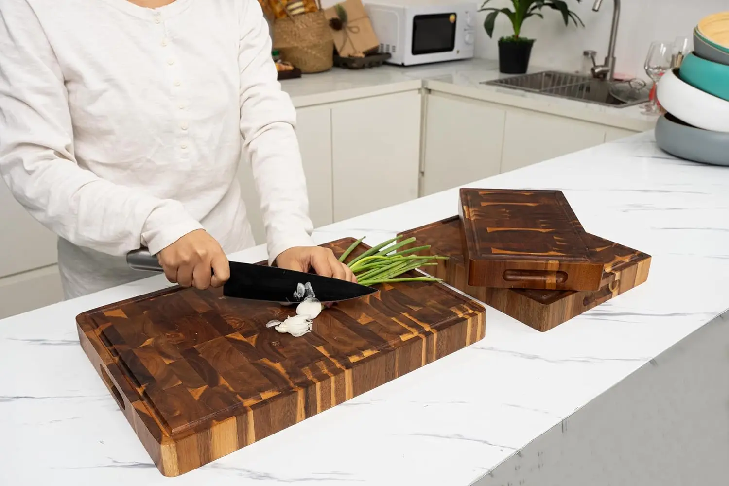 custom logo butcher block countertop chopping board set light wood red   wooden cutting board with laser engraving