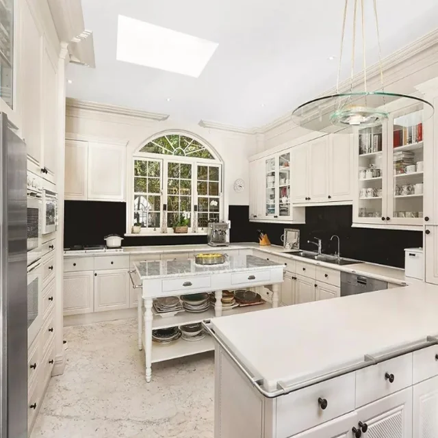 European Style Kitchen Cabinets Ideas Melamine Finishing Kitchen Cabinet Solid Wood Modern Flat Edge Set