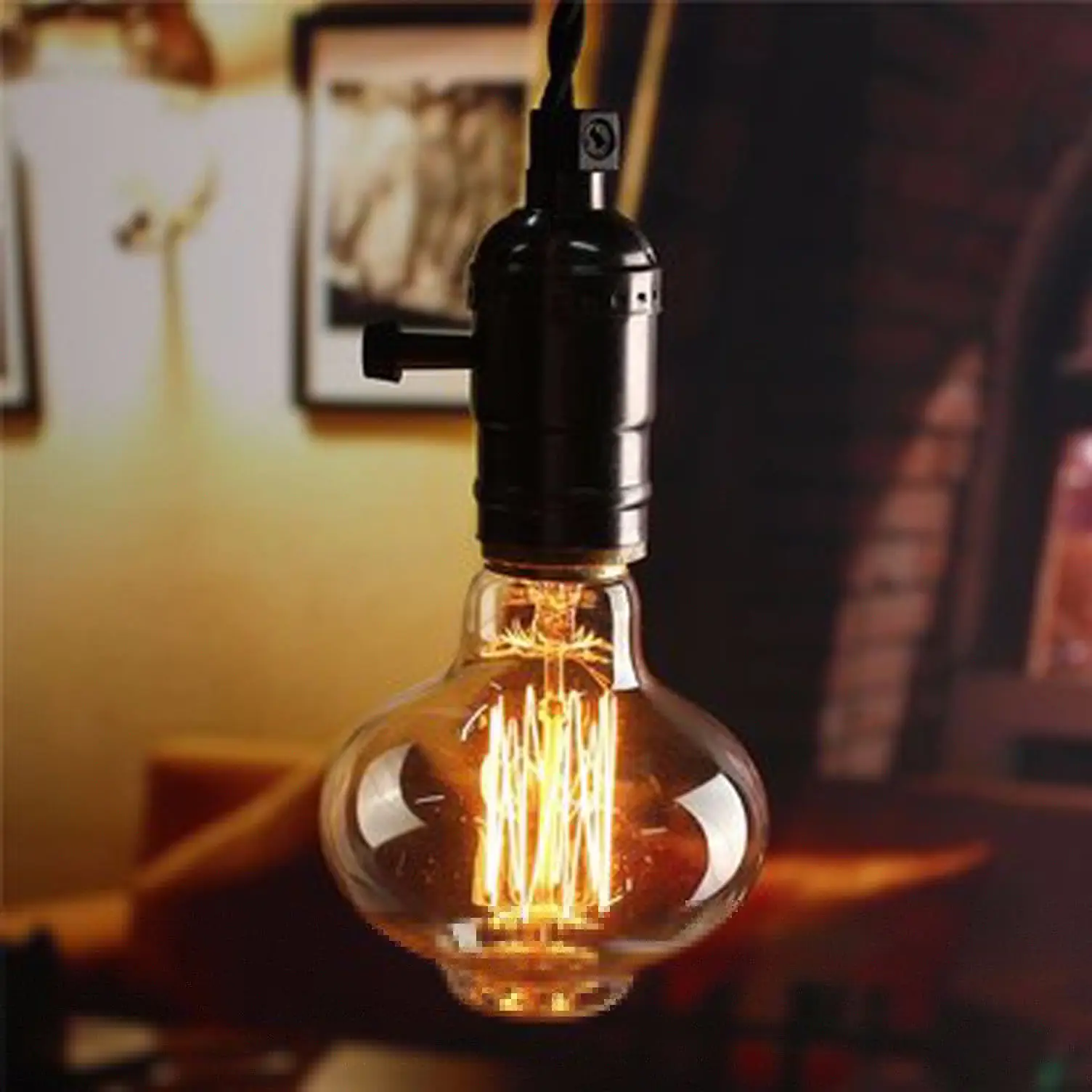 Indoor lighting decoration e26 e27 b22 amber vintage edison light bulb 40w squirrel cage tungsten filament light bulbs L80 lamp