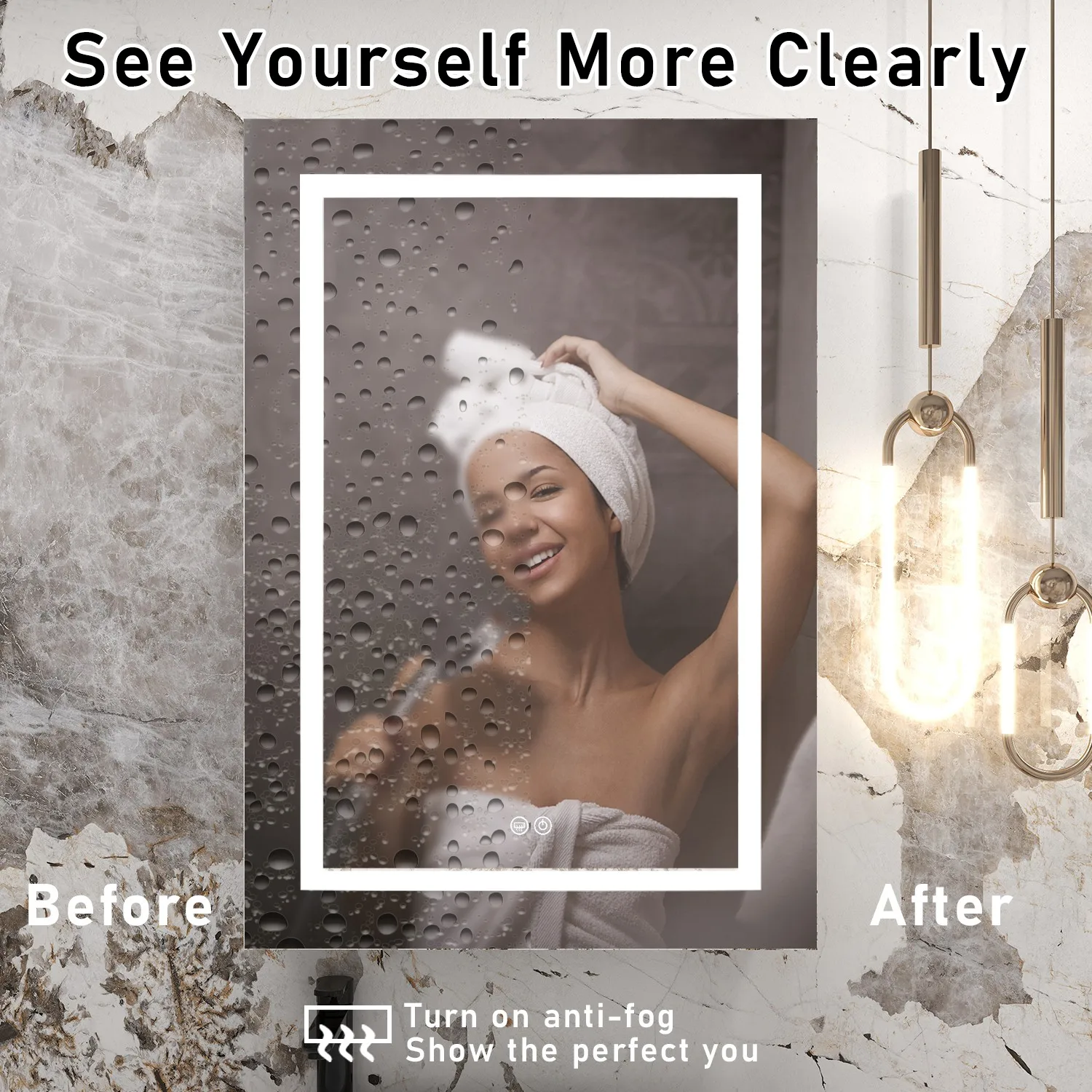 Floating bathroom vanity cabinet with led mirror new design with light medicine cabinet with socket