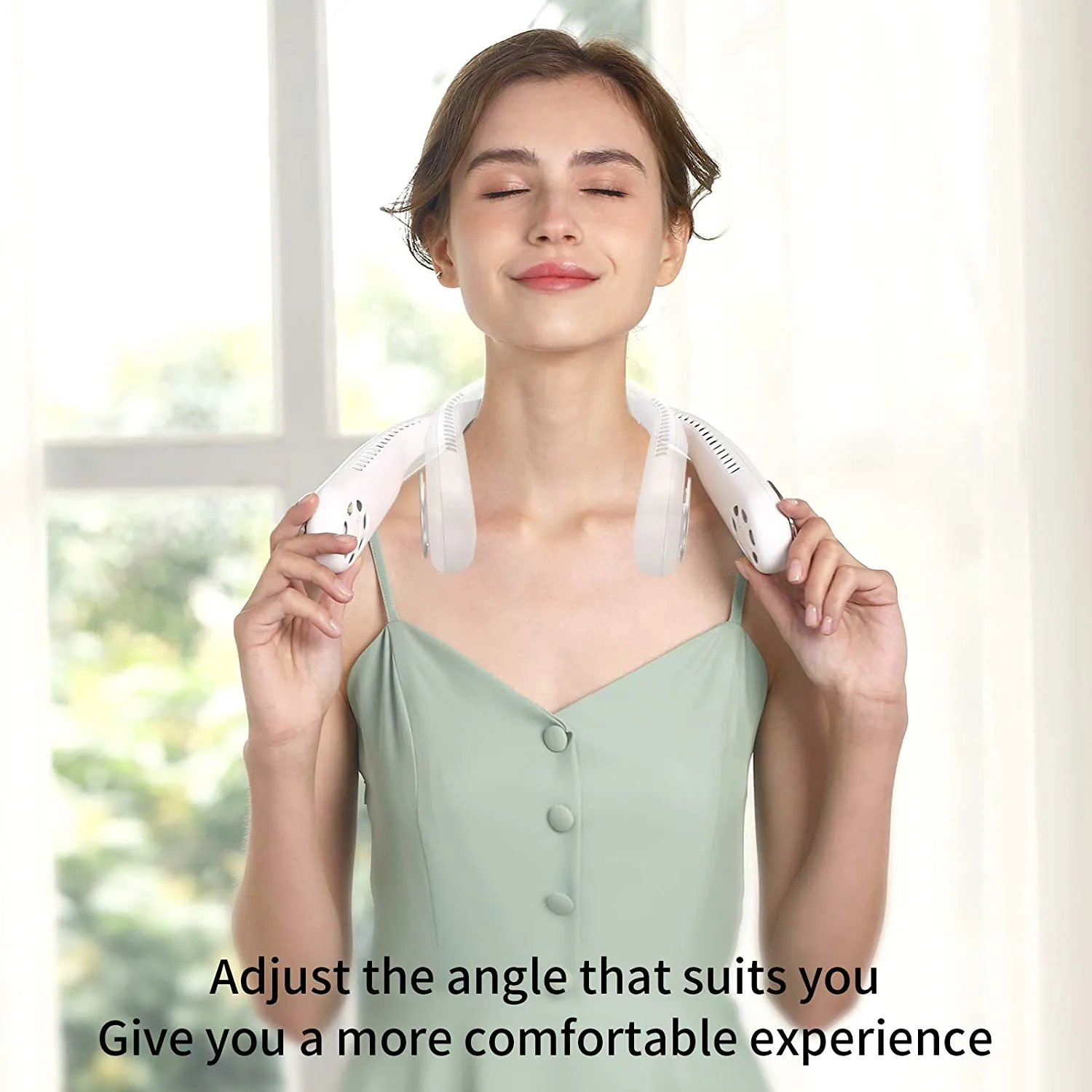 2023 hot sale 4000mA mini portable summer cooling hanging neck fan air conditioner wireless bladeless neck fan rechargeable