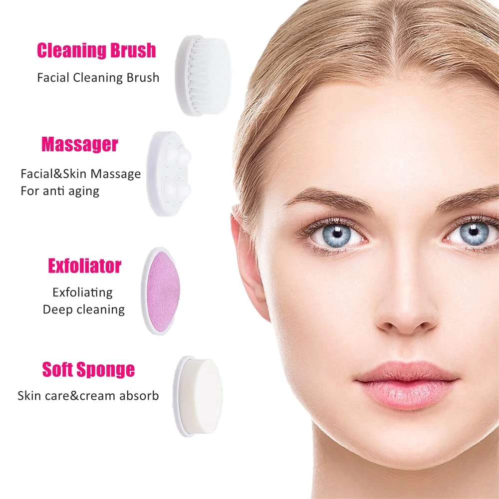 Face Scrubber 5 in 1 Face Cleansing Brush Electric Facial Exfoliator Silicone Exfoliating Skin Care Wash Face Cleaning Brush