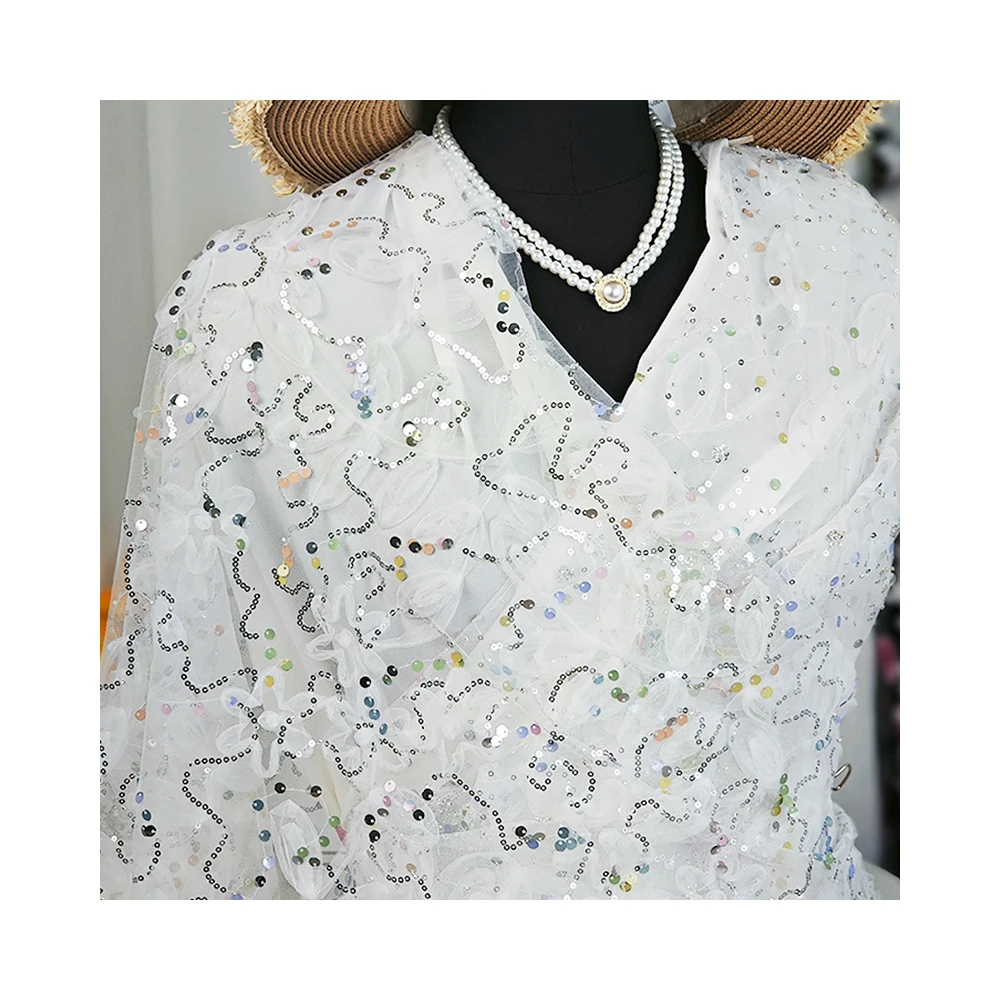 design wholesale low price competitive price dubai lace fabric women sample beaded lace fabrics