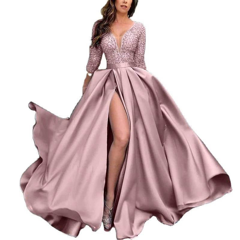 Specialist Manufacturers Long Dresses Women Lady Elegant V-neck Evening Dresses