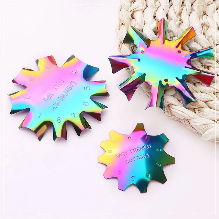 French Smile Line Edge Trimmer Cutter Acrylic Nail Tips Mold Guides Stainless Steel Chameleon Nails Template Manicure Tools