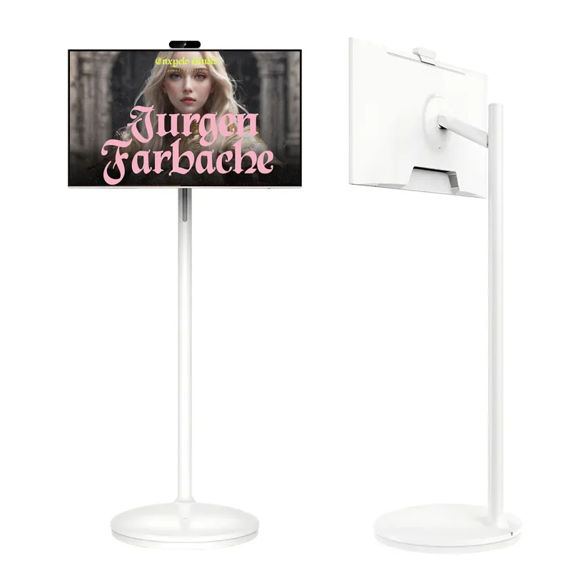 CSJ 32-Inch Interactive Smart Television White 2K Portable Touch Monitor Cell Touch LCD Screen Digital Signage Portable TV