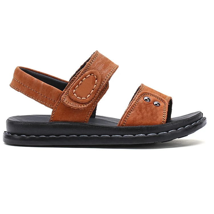 Новый стиль, летние сандалии для мальчиков, оптовая продажа, модная детская кожаная обувь на плоской подошве, детская повседневная обувь