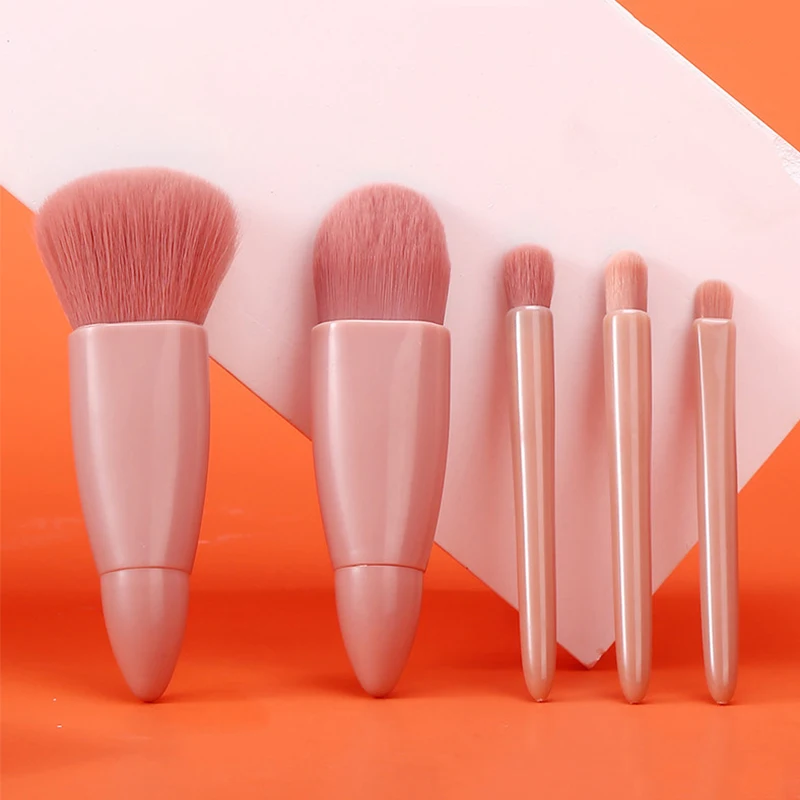 Private Label Accepted Trending Products Pink Bristles Eye Face Makeup Brush With Mirror Case