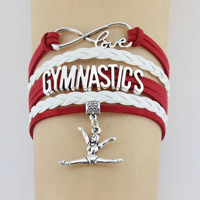 gymnast gymnastic teacher teams girls gymnastics charm bracelet alloy with rope