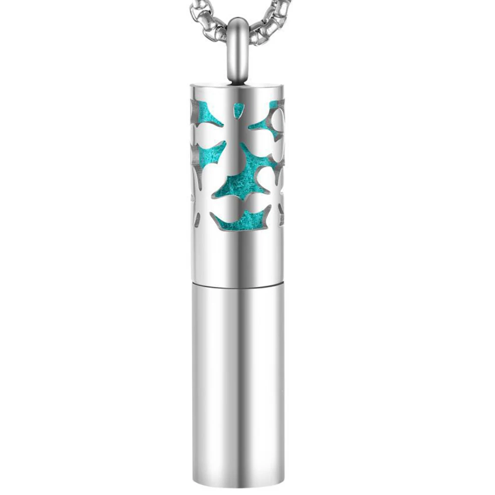New Essential Oil Perfume Bottle Pendant Stainless Steel Hollow Automatic Rehydration Cylindrical Twist Pendant