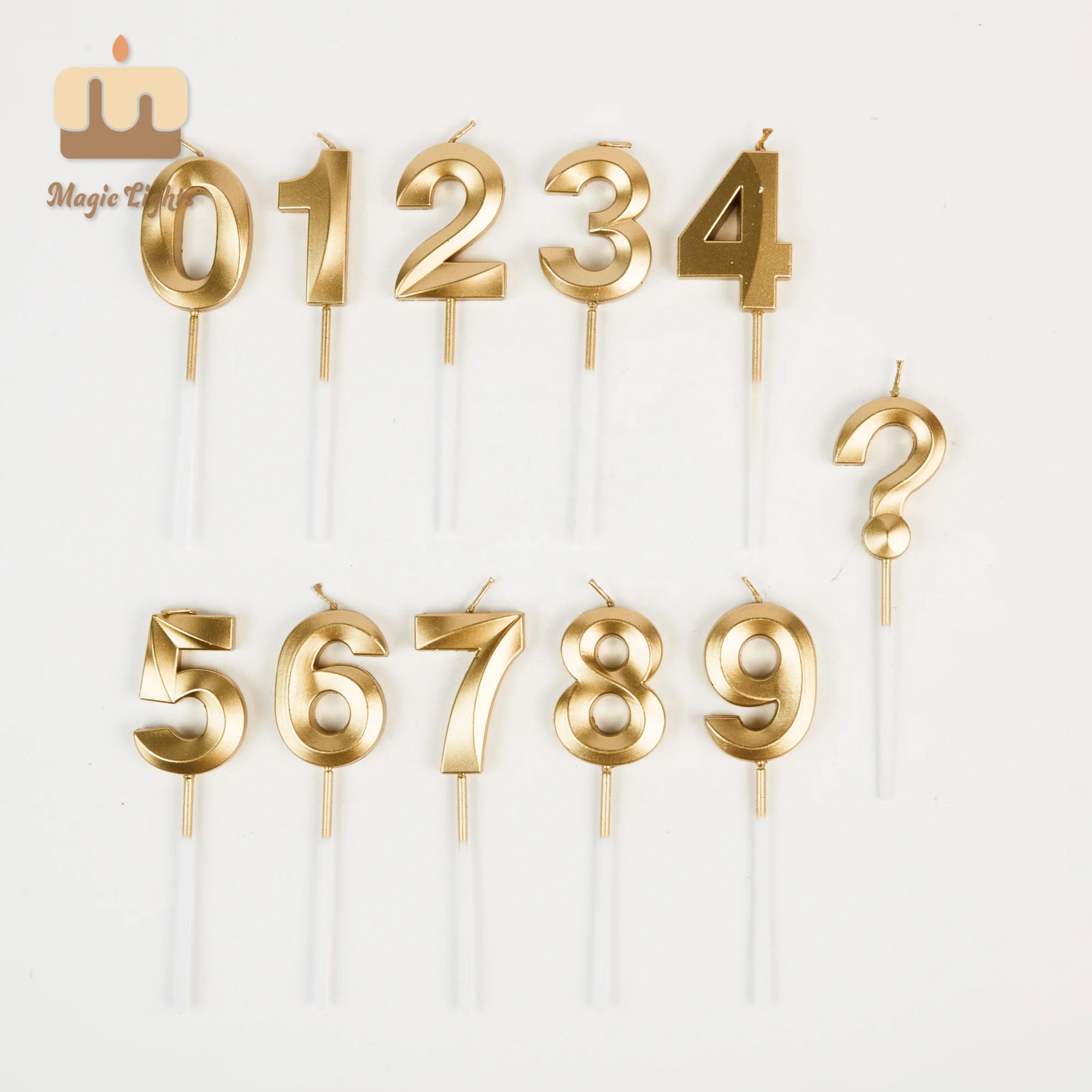 Home Decoration 0 to 9 Happy Birthday Cake Party Gold Number Candle for Birthday and Wedding