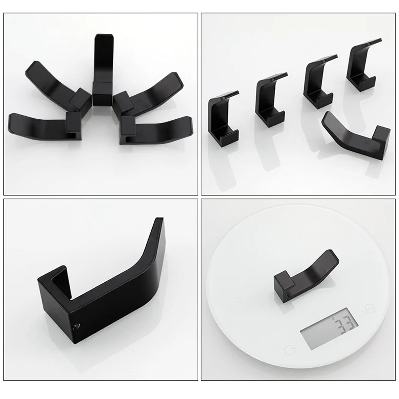 WW343 Wall Mount Kitchen Modern Aluminum Hook Self Adhesive Hook Towel Metal Door Hanger Towel Hook