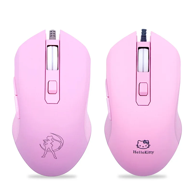 
E-Sports Wireless Rechargeable Optical BHT Gamer Cute Pink Ergonomic USB Wired Mouse For Gaming And Office 