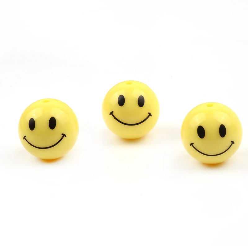 Yellow Smile Beads Children Polymer Clay Spacer Loose Beads