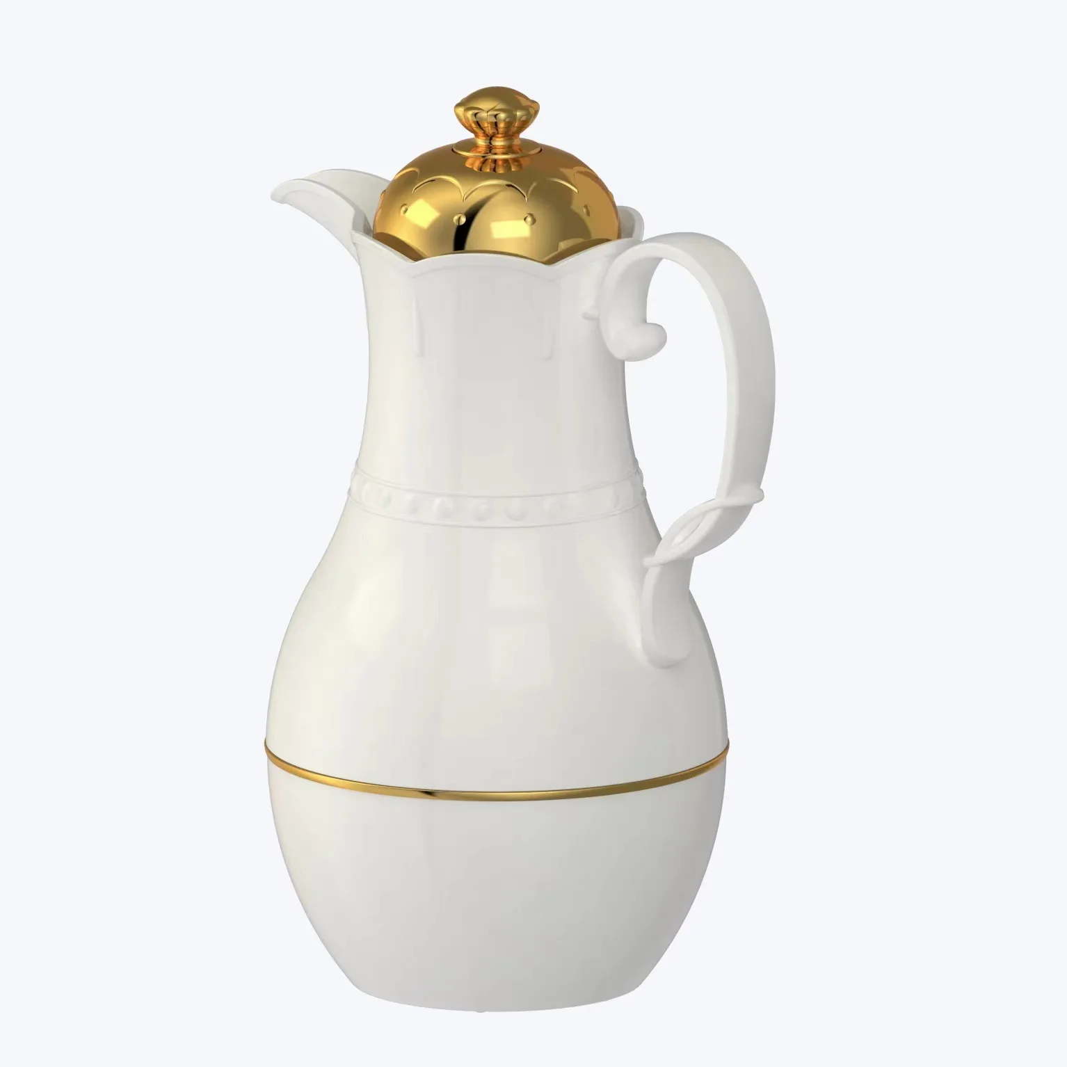 Promotional 2022 Glass Arabic Coffee Pot Gold Coating Tea Jug With Bright Appearance Dallah Thermos For Arabic Coffee