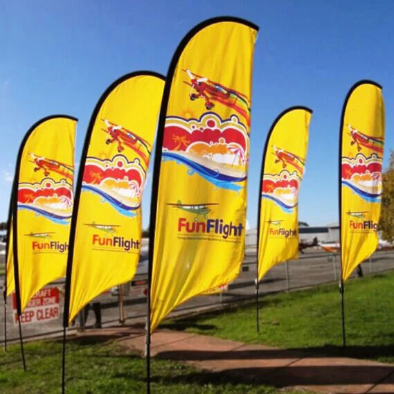 Customized Double-side Waterproof UV Printing 100% Polyester And Fabric Feather Sublimation Flag With Personalized Service