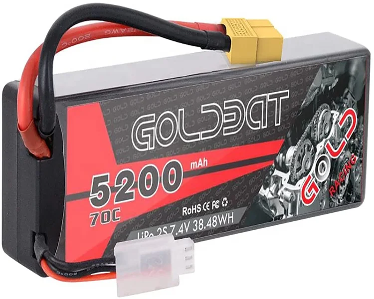 GOLDBAT 5.2Ah 70C 2S 7.4V Rechargeable RC Car Truggy Toys RC Lithium Polymer Battery Pack for Evader BX