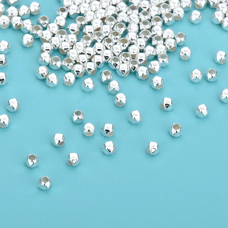 S925 Sterling Silver Spacer Pearl Beads Rondelle Faceted Spacer Loose Beads For Jewelry Making