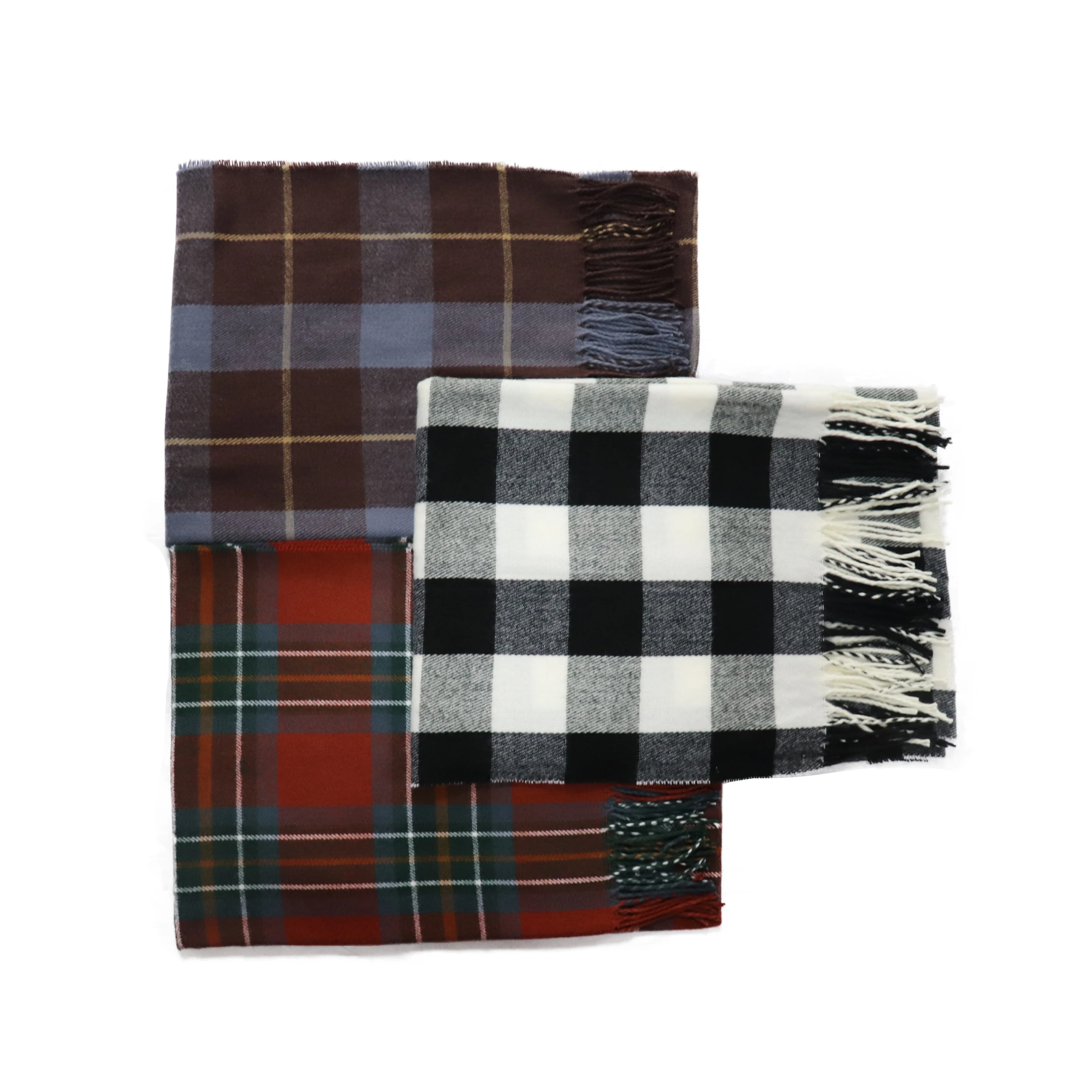 
Manufactured Directly Fashionable Unisex Men and Women Warm Checked Scarf Shawl with Fringes 
