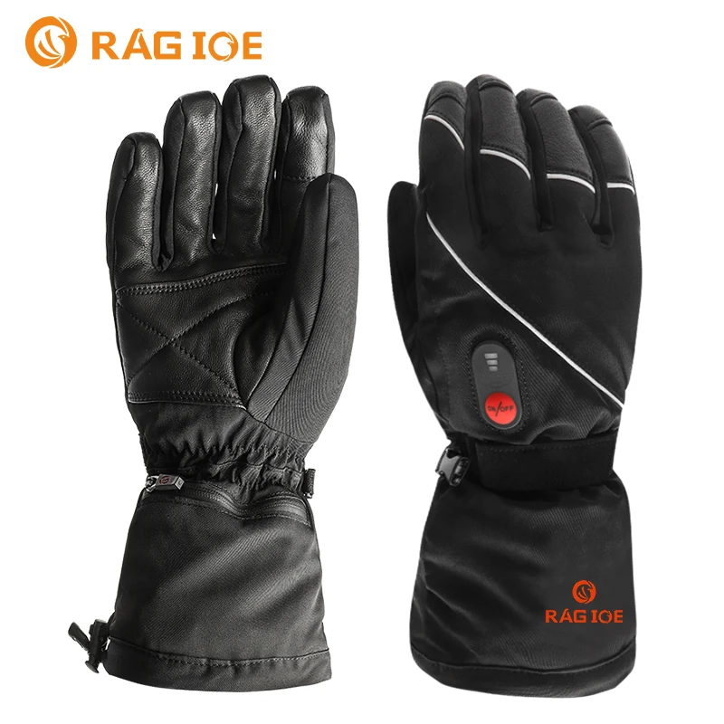 RAGIOE custom Sports Outdoor Warm women men electric winter leather rechargeable thick heated gloves