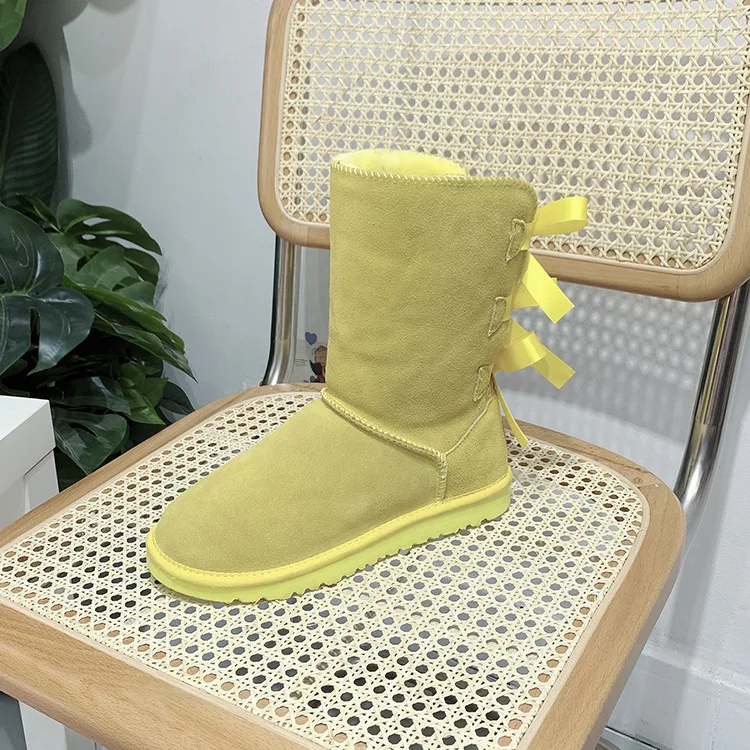 Factory Direct Wholesale Winter Warm Sheepskin Fur Boots Waterproof Furry Uggh Snow Boots For Women