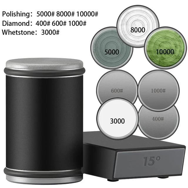 Magnetic Rolling Knife Sharpener Diamond Sharpening Stone Kit Wood Kitchen Grinding System 15 20 Degrees Angle Roller Accessory