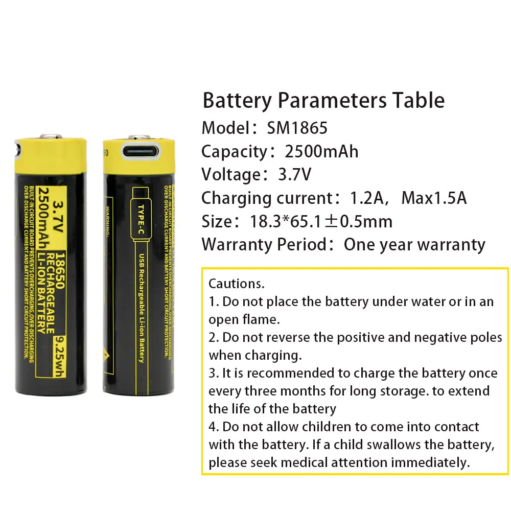 TYPE C Usb Aaa Aa 18650 3.7V Lithium Li-ion Battery Usb Rechargeable Batteries Type C D 18650 Cr123a
