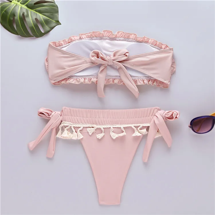 2019 hot bikini pleated  swimwear little girls swim suit women swimsuit
