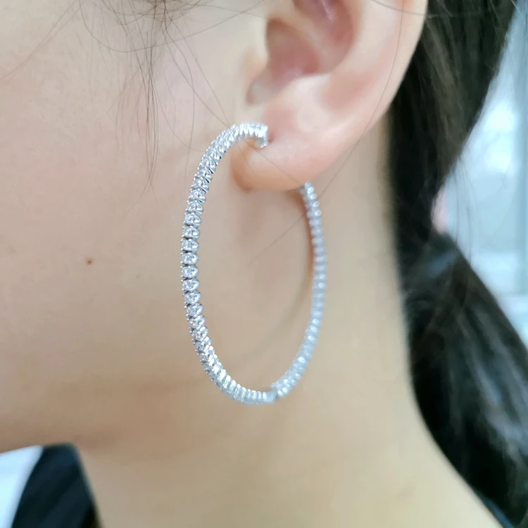 
Royi 50mm round earrings classic ladies 925 sterling silver huggie hoop earrings wholesale 