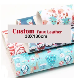 30x136 cm Custom back to school Design Printed Faux Synthetic Leather for Fabric DIY Crafts Material