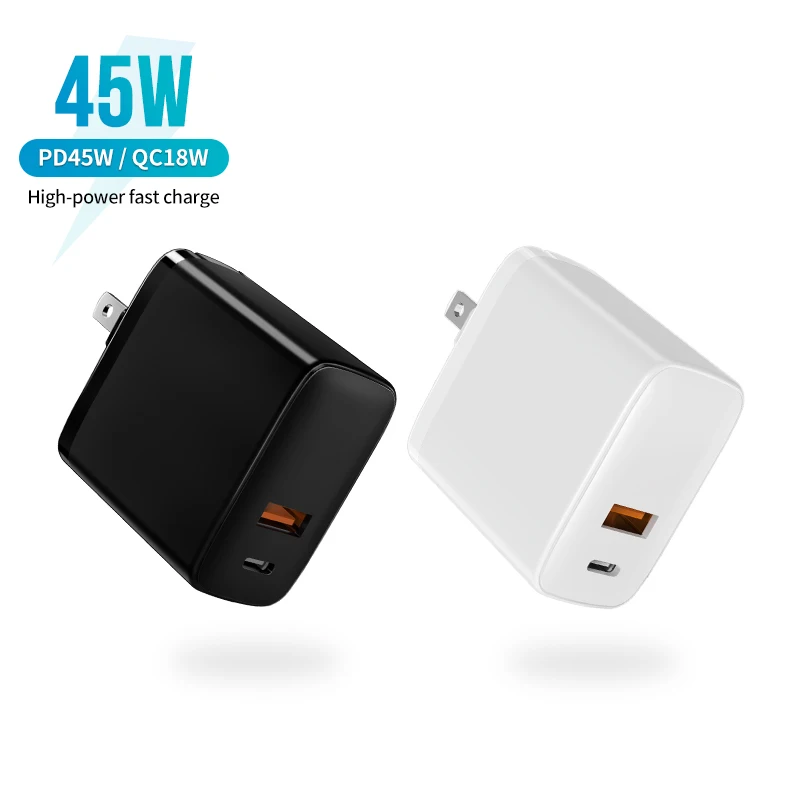 PD2.0 PD3.0 45W wall charger for notebook with US folding plug travel adapter for mobile laptop