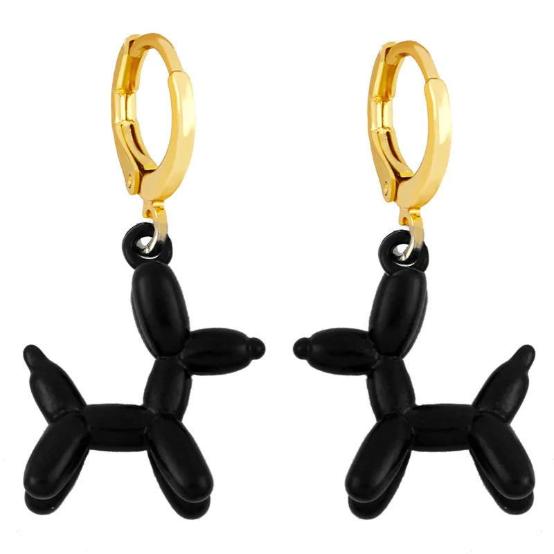New Arrival Fashion Balloon Dogs Earrings Jewelry Brass Hoop Enamel Balloon Dog Earrings