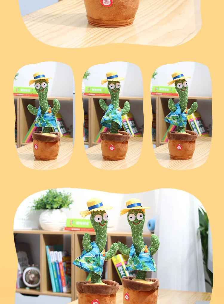 
Amazon luminous Cute Stuffed Flowerpot Twisting Dance Cactus Doll Talking Singing Dancing Plush Toys 