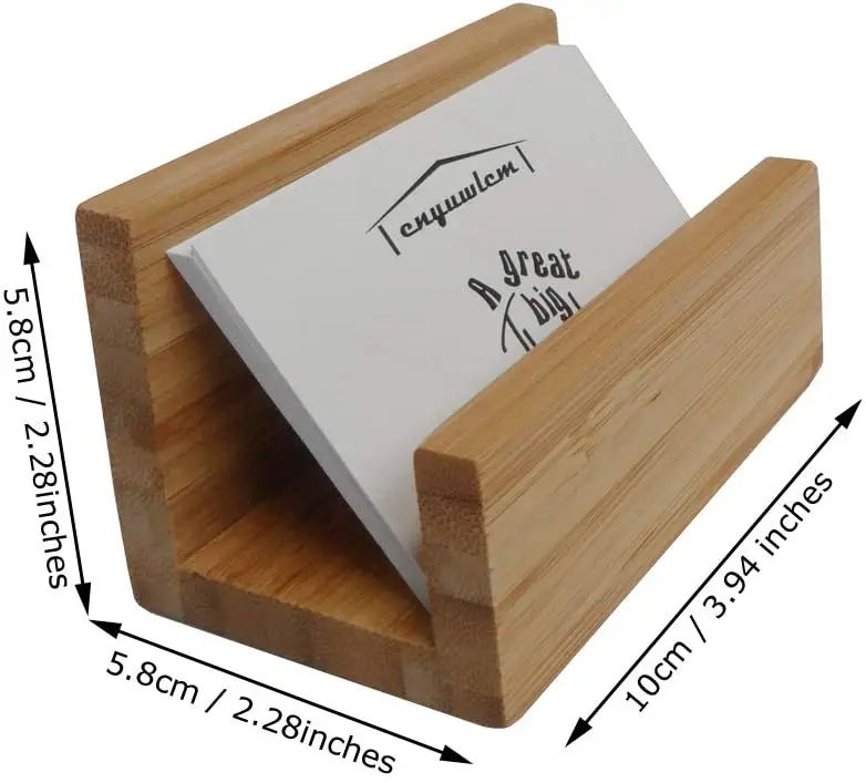 Bamboo Postcard Stand Wood Desktop Business Card Holder Display Stand for Office Desk