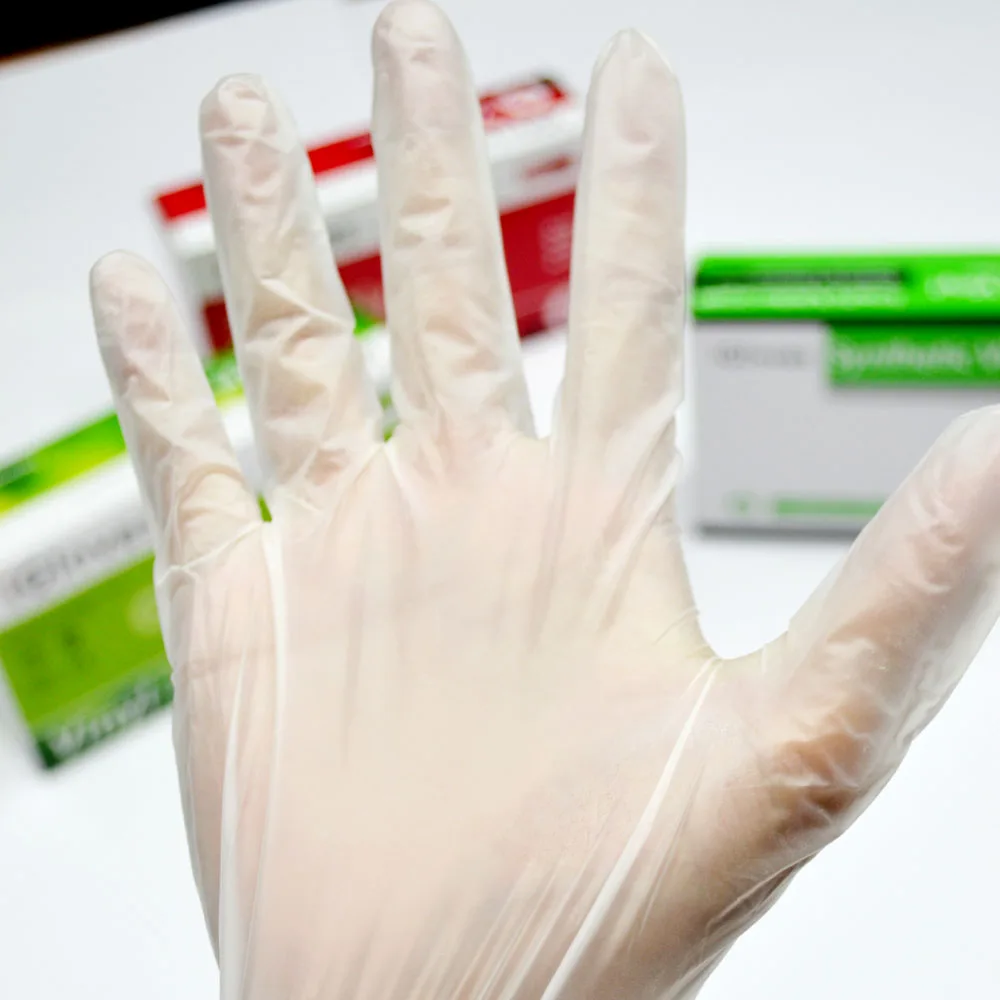 Pidegree clear black blue waterproof PVC disposable powder free vinyl gloves for food