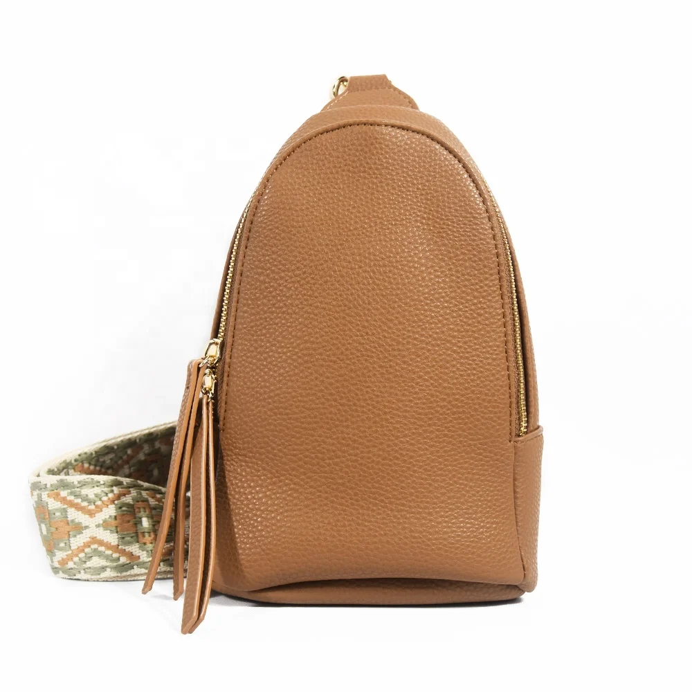 Hot Sale PU Leather Zipper Sling Bag High Quality Casual Chest Bag  Daily Use Unisex Bag