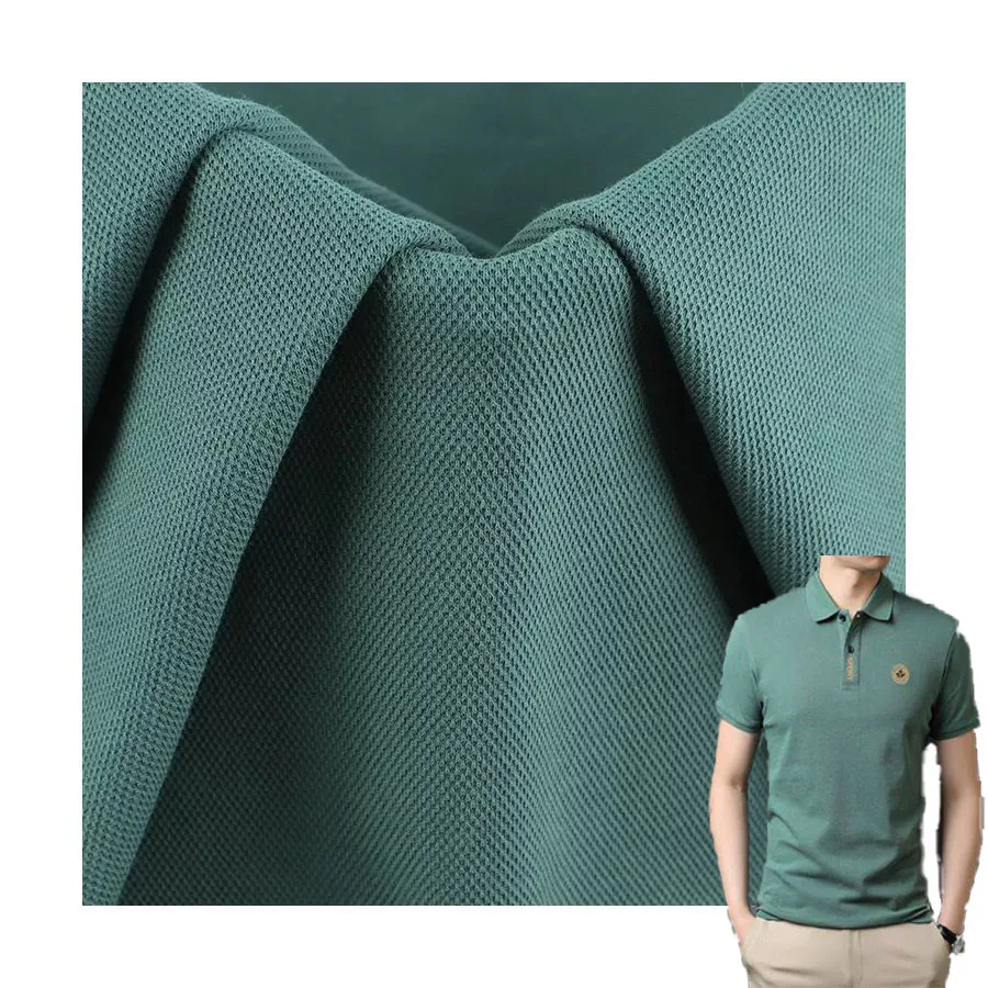Breathable and Comfortable Double-sided Pique Mesh Cotton Clothing Fabric Fabric Solid Color Jersey Fabric Knitted  100% Cotton