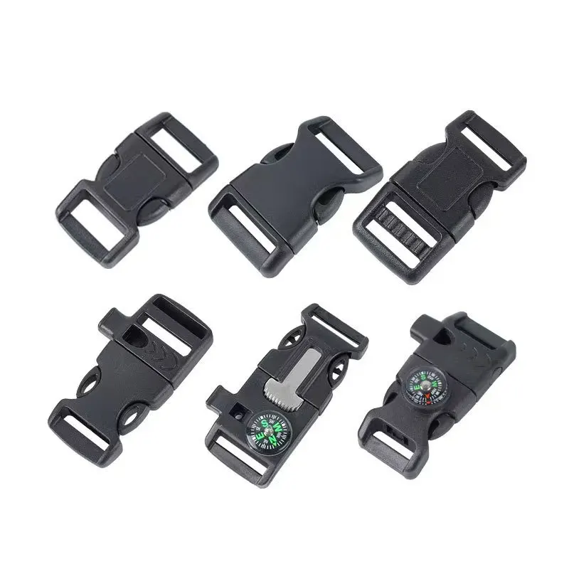 Outdoor camping backpack EDC Survival Kits Whistle Compass Knife Parachute Paracord Bracelet plastic side release buckle